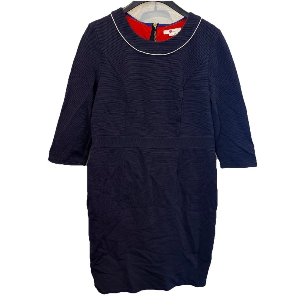 Boden Mia Ottoman Navy Midi Sheath Dress Women's Sz 14 Classic Preppy Academia